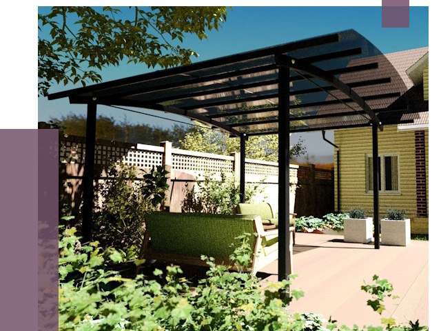 Навесы для террасы в Копейске от 13085 руб. под ключ | ПРОЛЁТ-Кпс