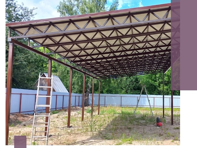 Односкатные навесы под ключ в Копейске — изготовление и монтаж